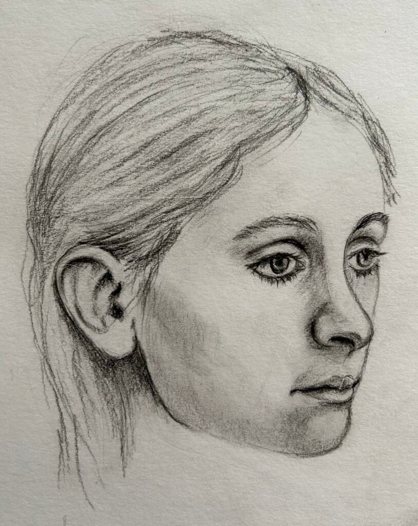 portrait drawing in charcoal
