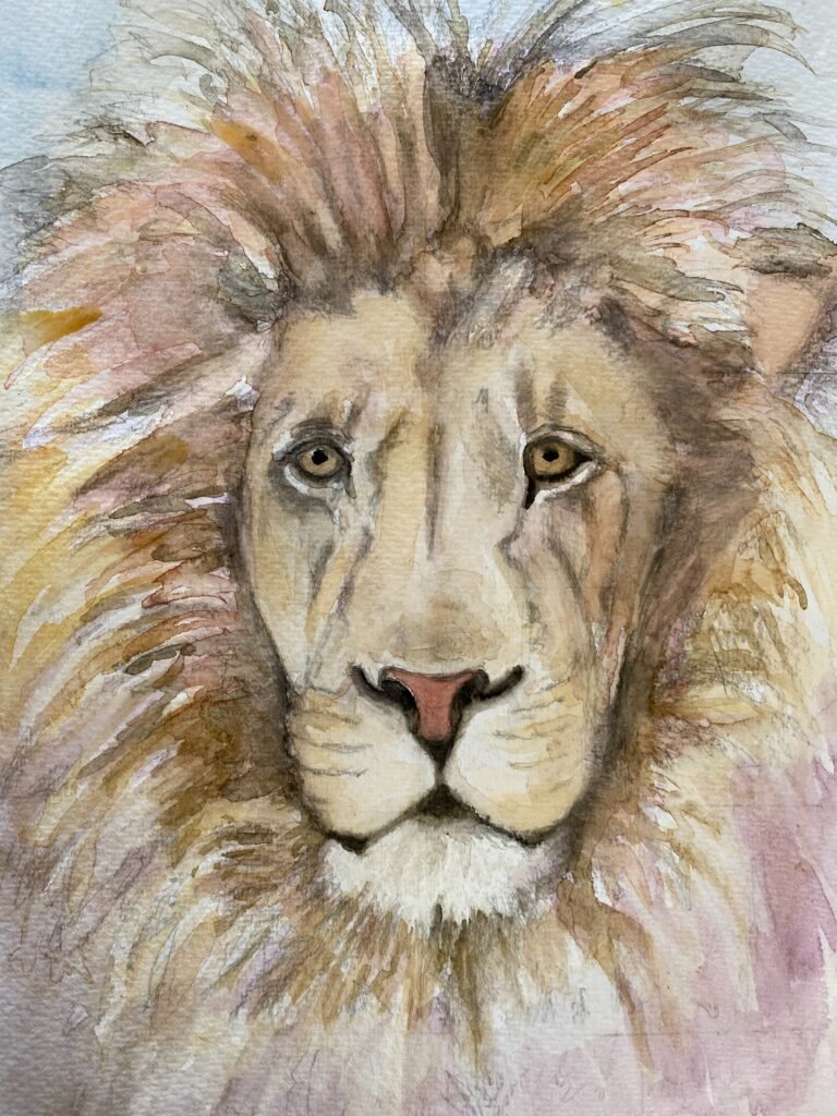 lion watercolour painting