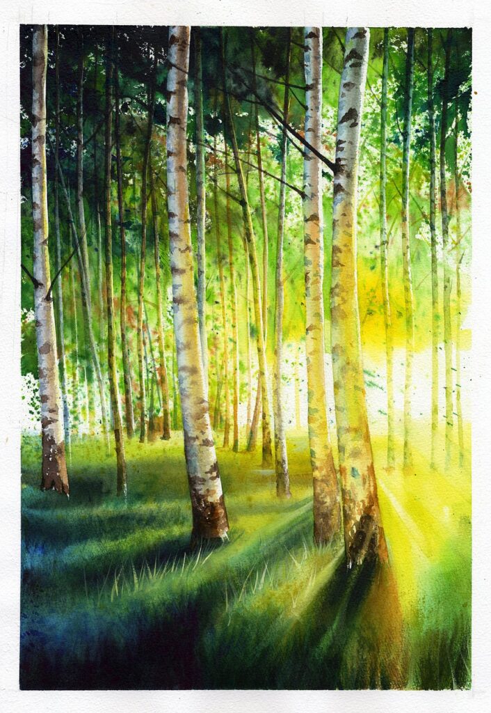 birch painting - landscape painting retreat.