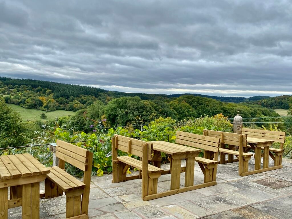 Patio area at Backbury House Retreats