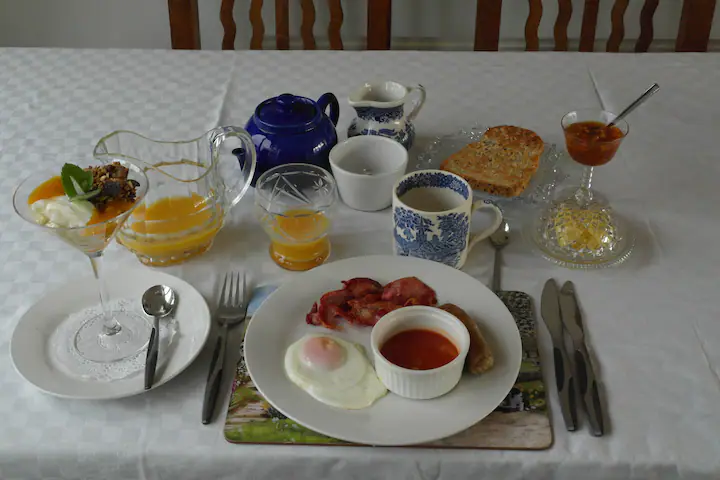 Breakfast choices at Prospect Barn accommodation