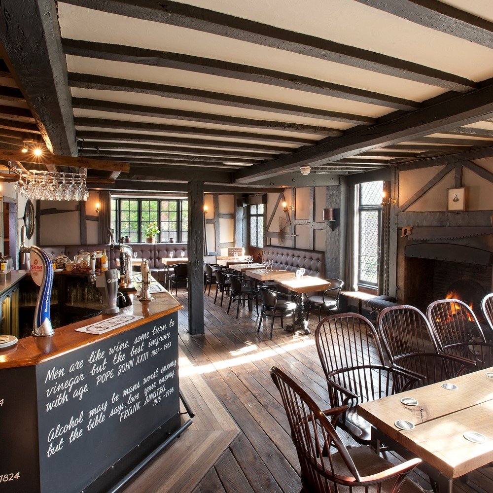 The bar at the Green Man pub in Fownhope