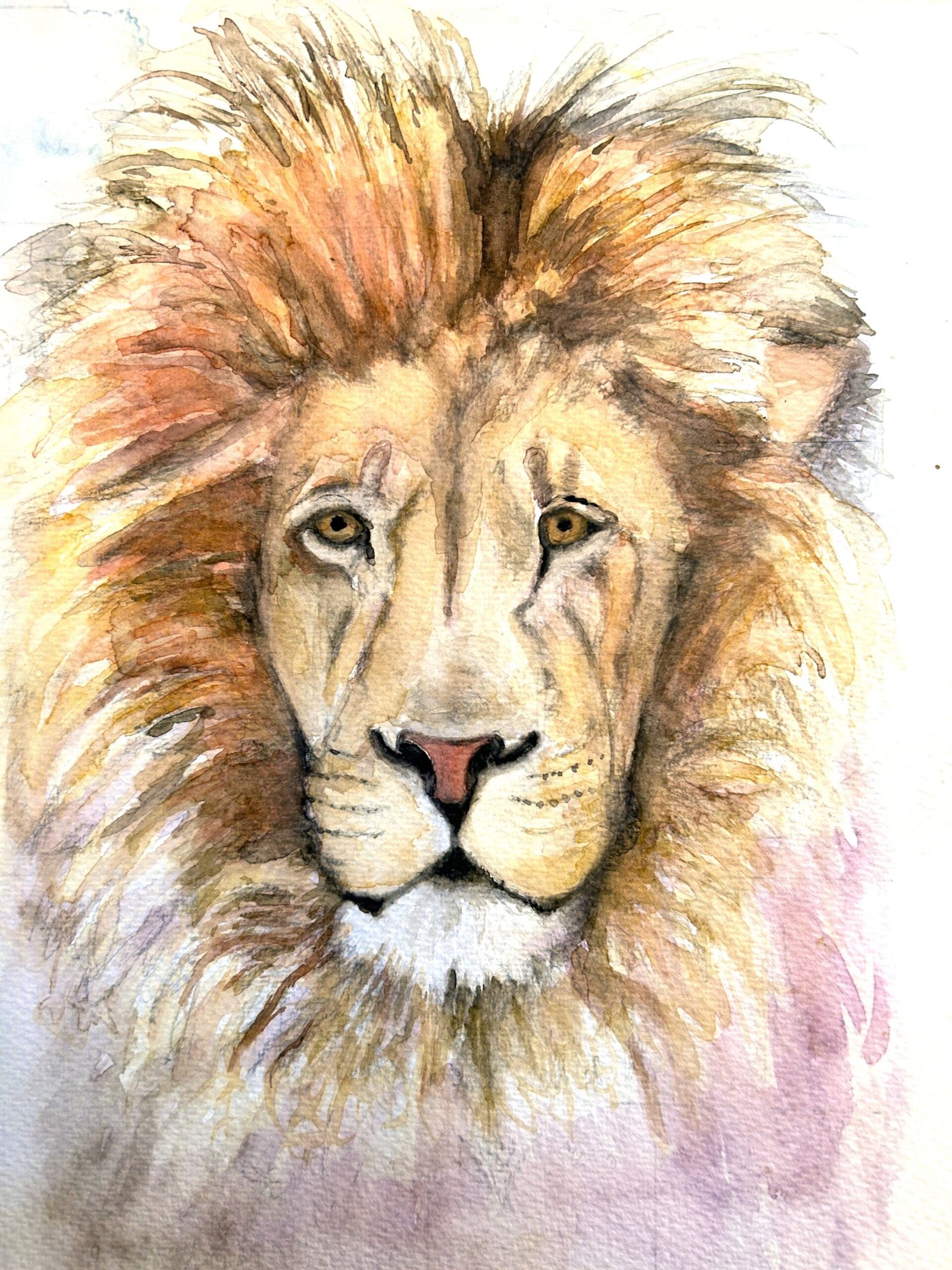 How to paint an expressive lion in watercolour