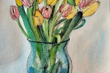 floral painting with ink