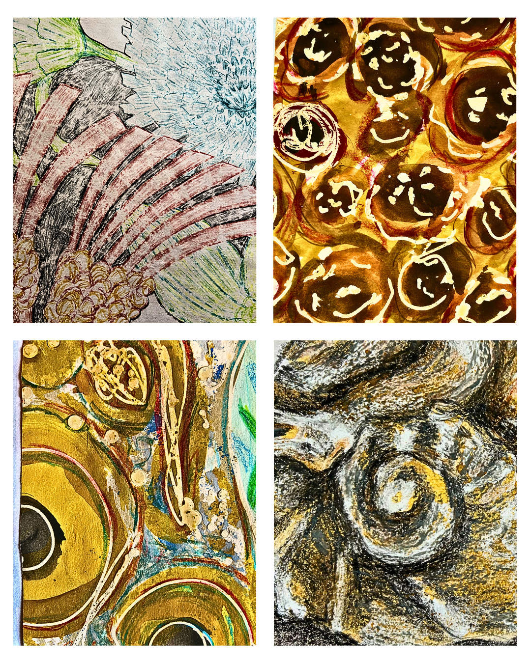 Unlock your creativity; a playful approach to using art techniques.