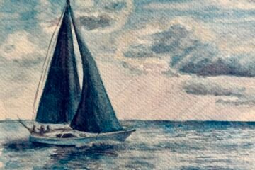 sailing boats on water painting