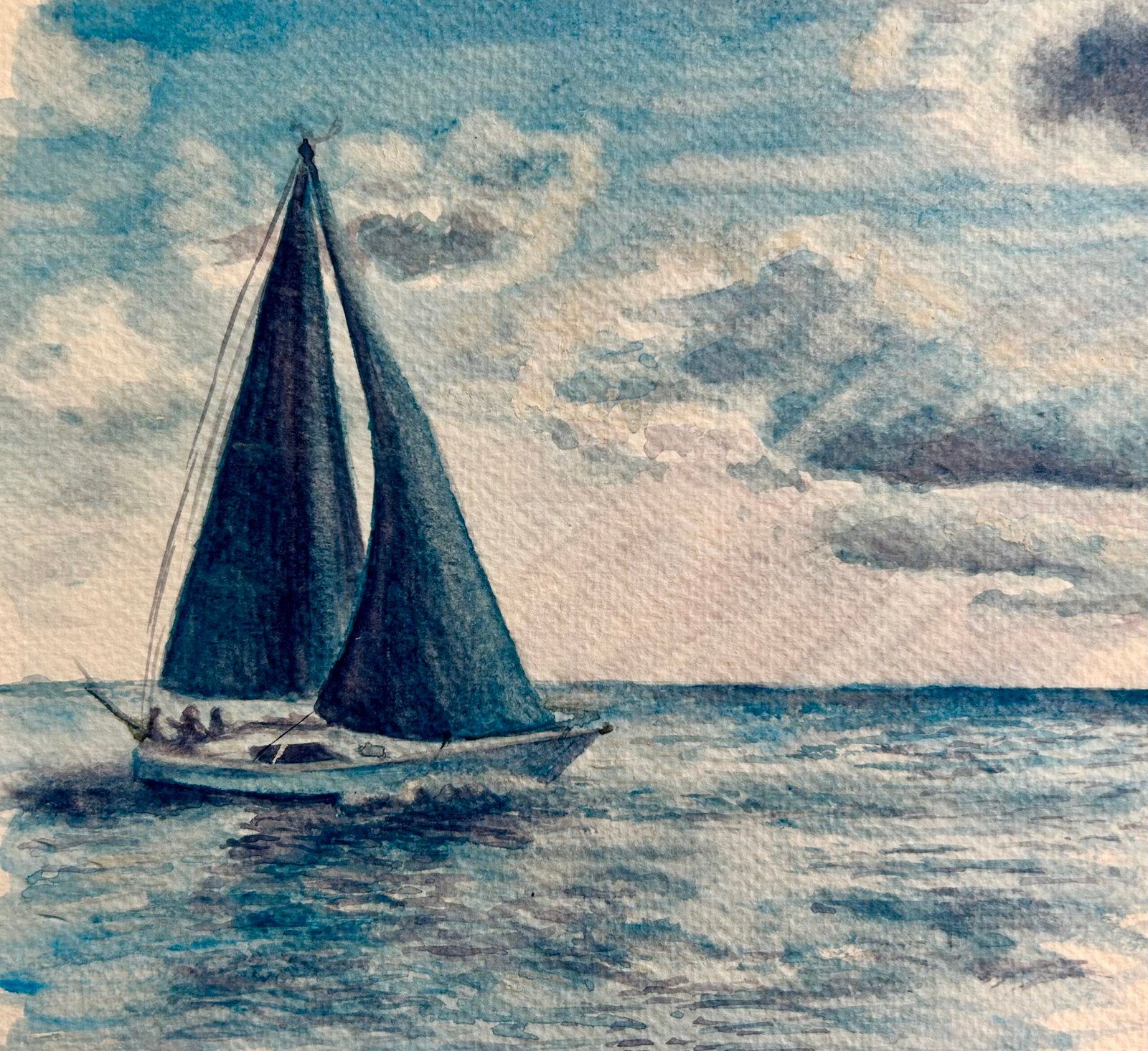 sailing boats on water painting