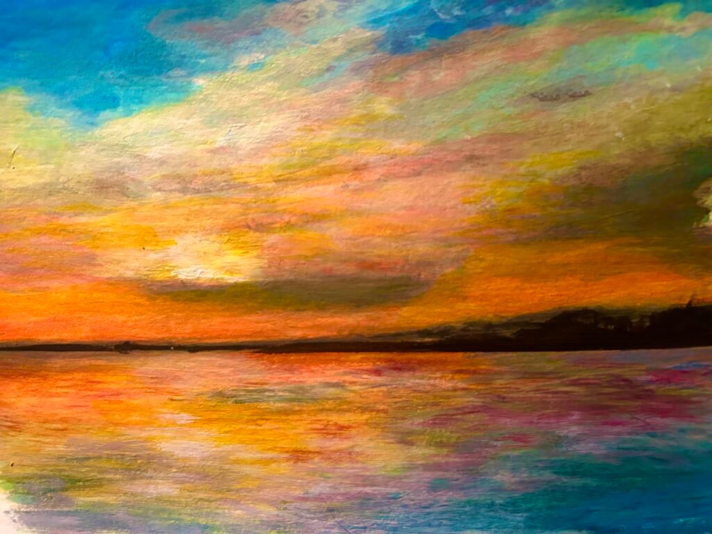 acrylic painting sunset